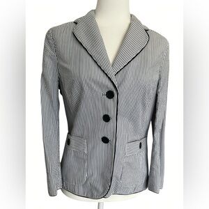 Banana Republic Seersucker Blazer Sz 6 Blue White Stripe Preppy  Jacket NWT